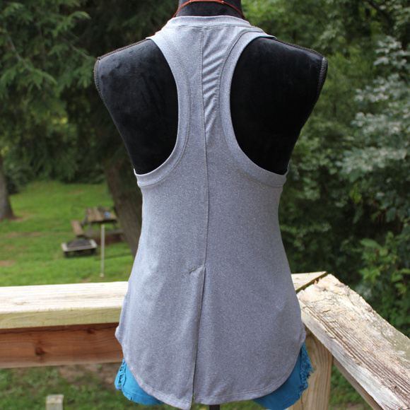 Yoga Tank Split Back Muscle Top Slate Blue Small - Picture 2 of 8